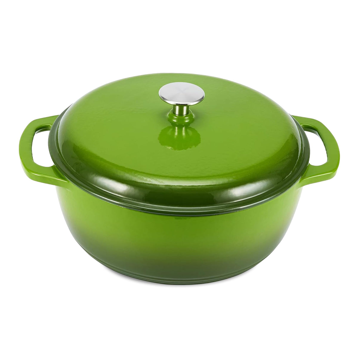 Amazon Basics Enameled Cast Iron Dutch Oven Pot With Lid, 6-Quart, Round, Dual Handles, Heavy-Duty, Oven Safe for Stews, Roasting & Baking, Blue