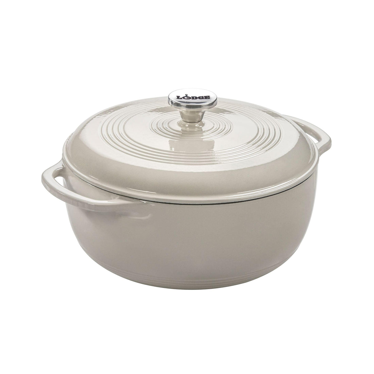 Lodge Essential Enamel Cast Iron Dutch Oven, 6 Quart, Oyster White