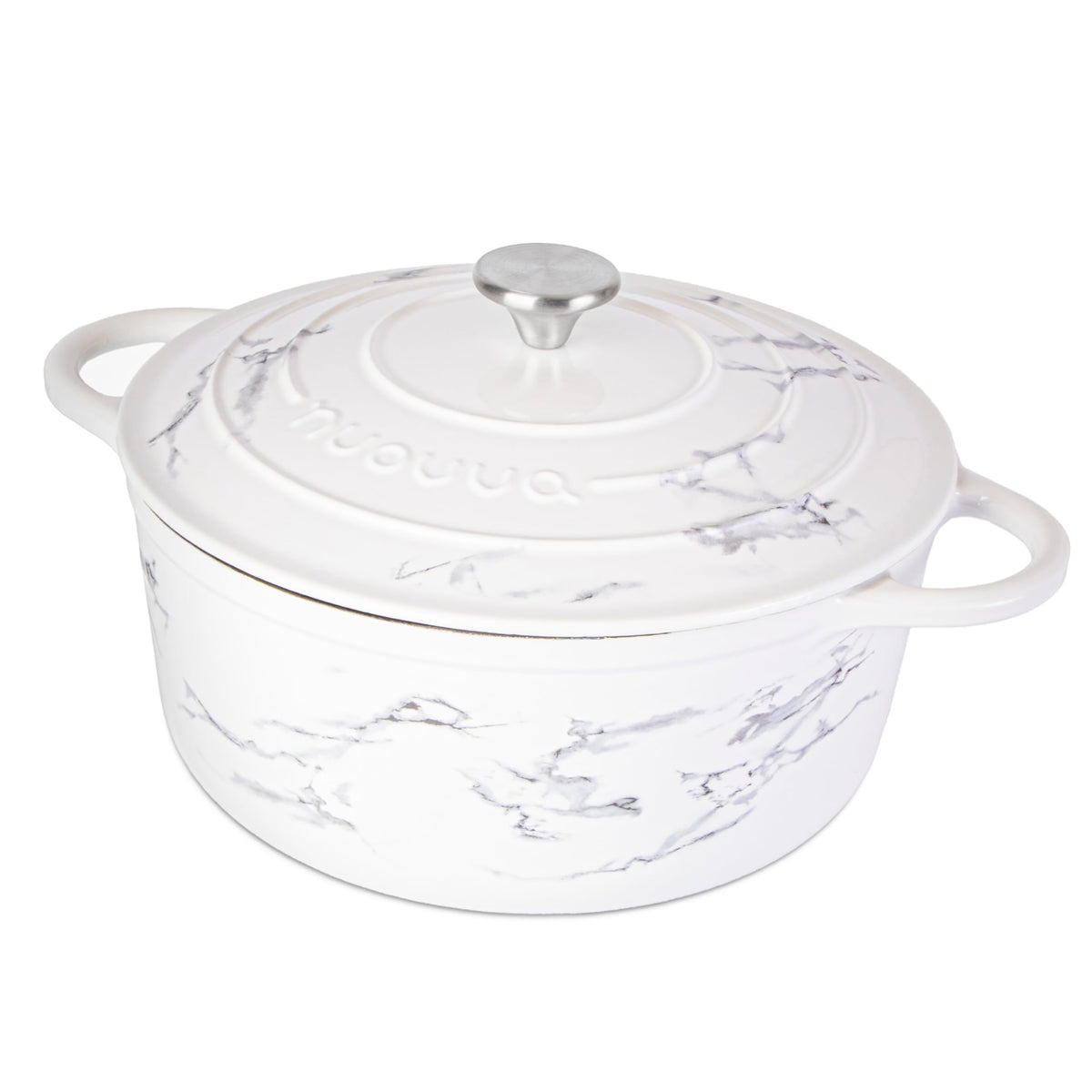 Nuovva Enamelled Cast Iron Dutch Oven Pot with Lid-6.4 Quart Non Stick Casserole Pot-Heavy Duty & Oven Safe up to 500° F for Bread Baking, Braising, Stews, Roasting - 28cm Dark Blue