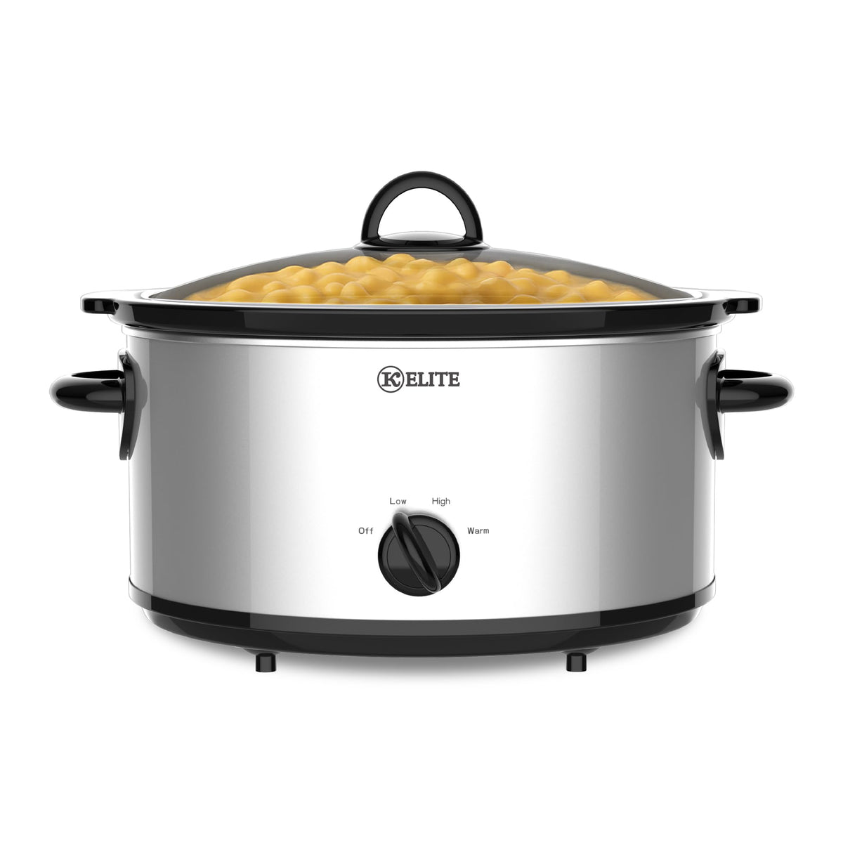 Kitchen Elite Slow Cooker, Stainless Steel with 3 Heat Settings, 5 Quart
