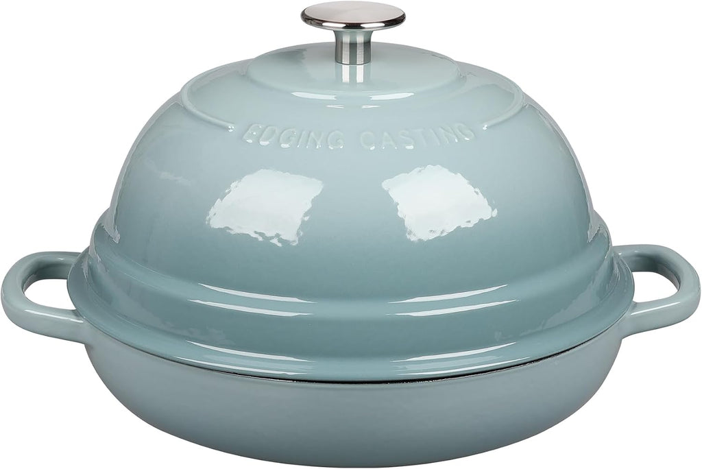 EDGING CASTING Enameled Cast Iron Dutch Oven Pot with Lid, Round Bread Oven for Homemade Sourdough Bread Baking, 6 Quart, Seasalt