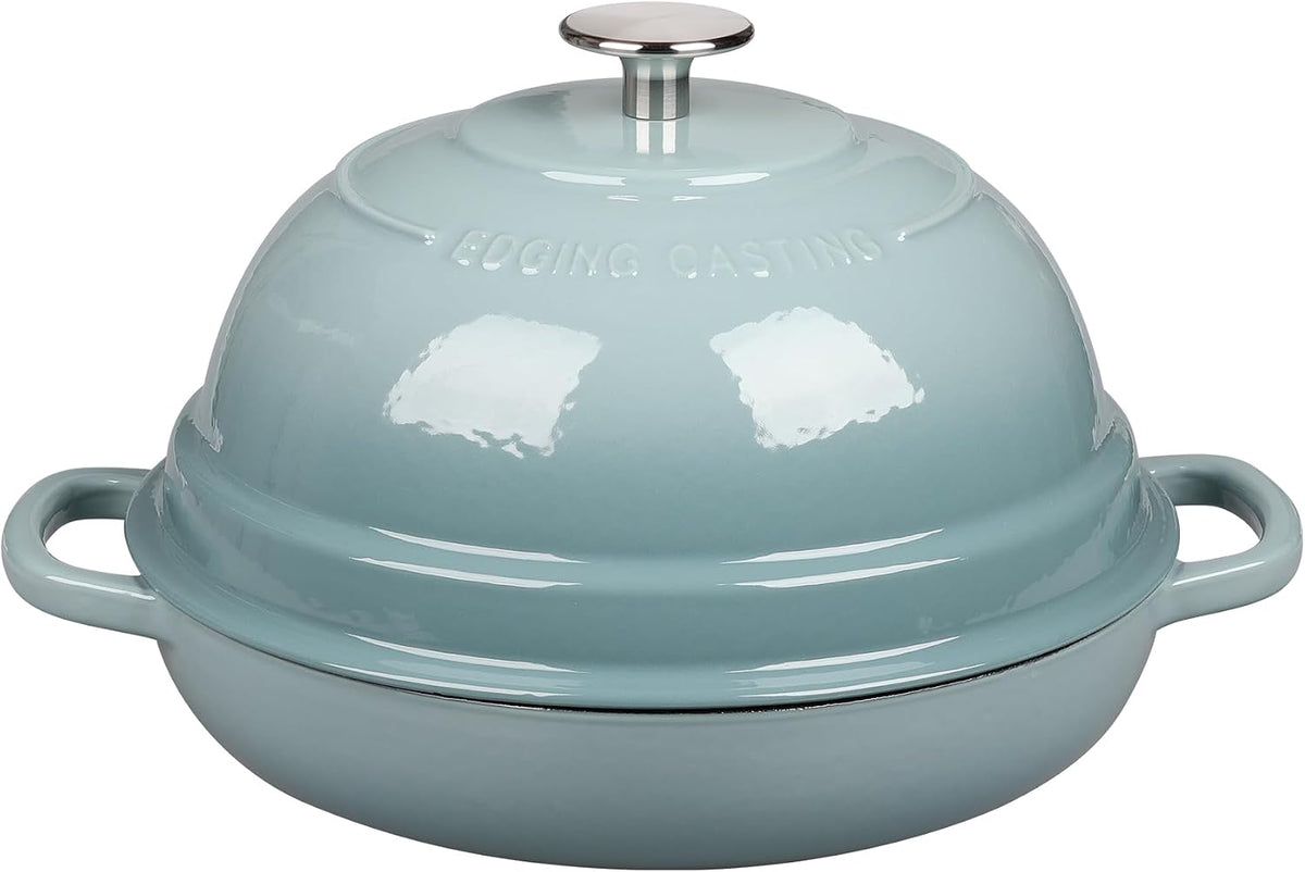 EDGING CASTING Enameled Cast Iron Dutch Oven Pot with Lid, Round Bread Oven for Homemade Sourdough Bread Baking, 6 Quart, Seasalt