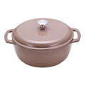 Amazon Basics Enameled Cast Iron Dutch Oven Pot With Lid, 4.3-Quart, Round, Dual Handles, Heavy-Duty, Oven Safe for Stews, Roasting & Baking, Linen Gray