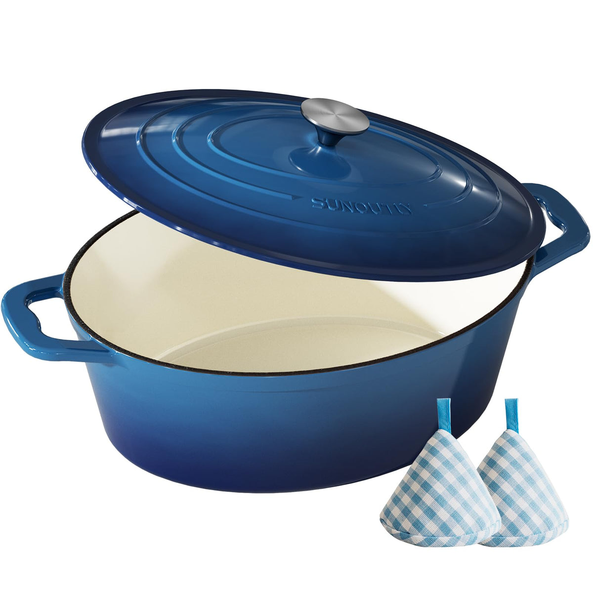 Enameled Cast Iron Dutch Oven, 9.3QT Pot with Lid, Bottle Green