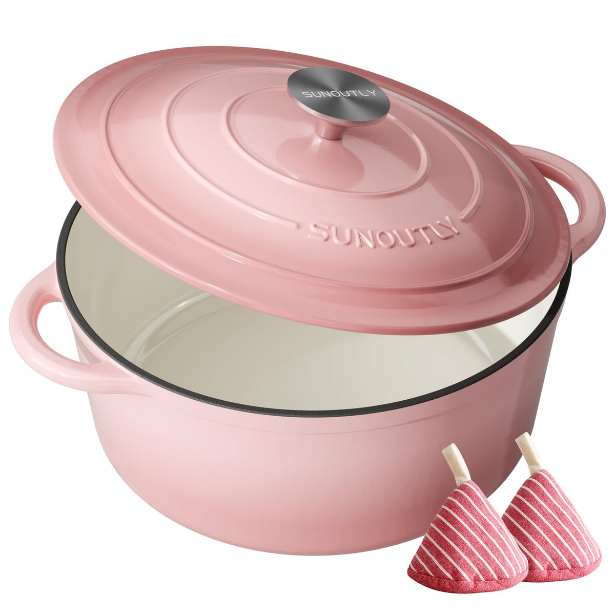Enameled Cast Iron Dutch Oven, 9.3QT Pot with Lid, Bottle Green