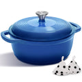 Enameled Cast Iron Dutch Oven Pot With Lid - AIVIKI 5QT Dutch Oven for Bread Baking With Cotton Potholders - Heavy-Duty Cookware for Braising, Stew, Roasting, Oven Safe up to 500°F, Cream White