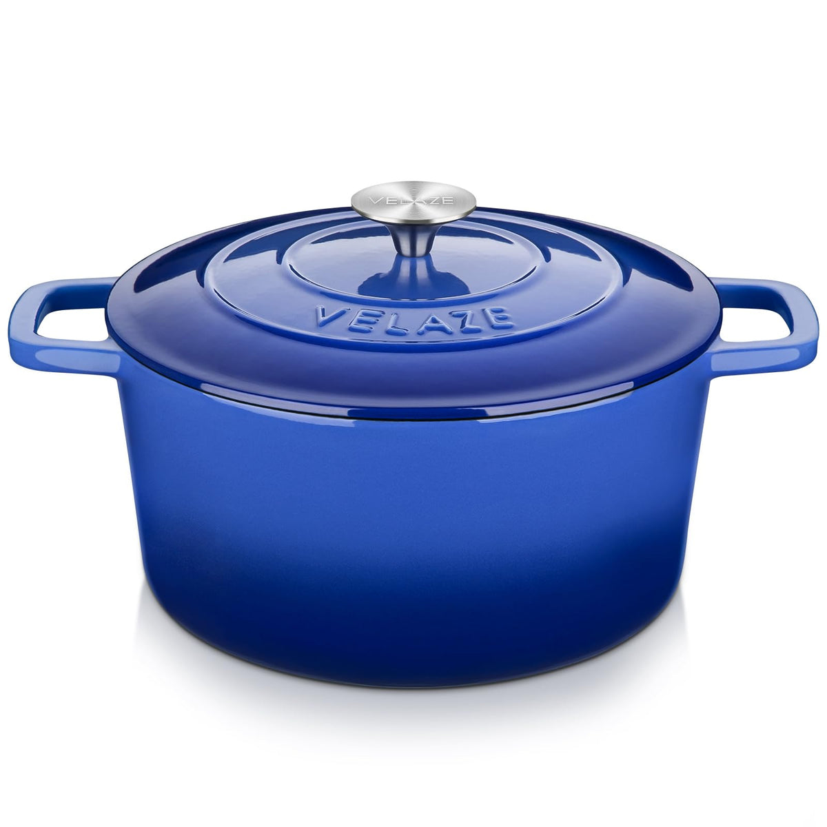 Velaze 7.5 QT Oval Enameled Cast Iron Dutch Oven Pot with Lid,Blue