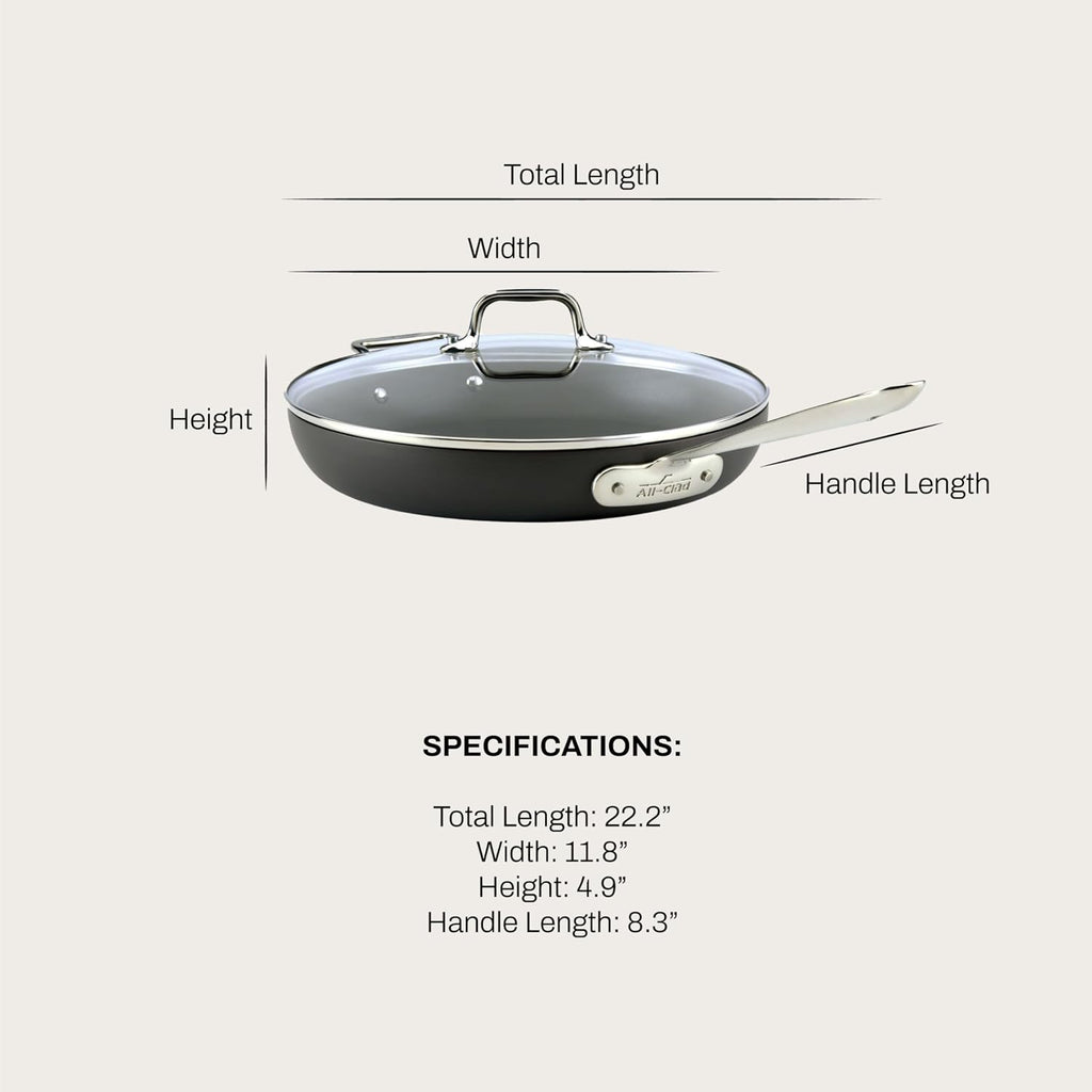All-Clad HA1® Nonstick 12" Fry Pan with Lid, Induction Ready