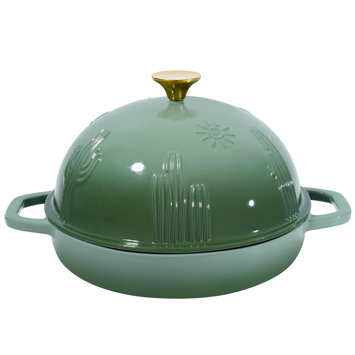 Flavehc Bread Oven Cast Iron Bread Dutch Oven with Cloche Lid for Bread Baking Darkcyan Enameled Cast Iron Bread Oven with Dome Lid for Sourdough, 9.8 Inches