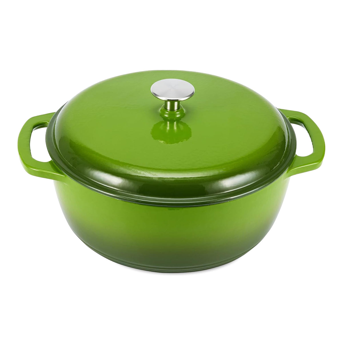 Amazon Basics Enameled Cast Iron Dutch Oven Pot With Lid, 6-Quart, Round, Dual Handles, Heavy-Duty, Oven Safe for Stews, Roasting & Baking, Blue