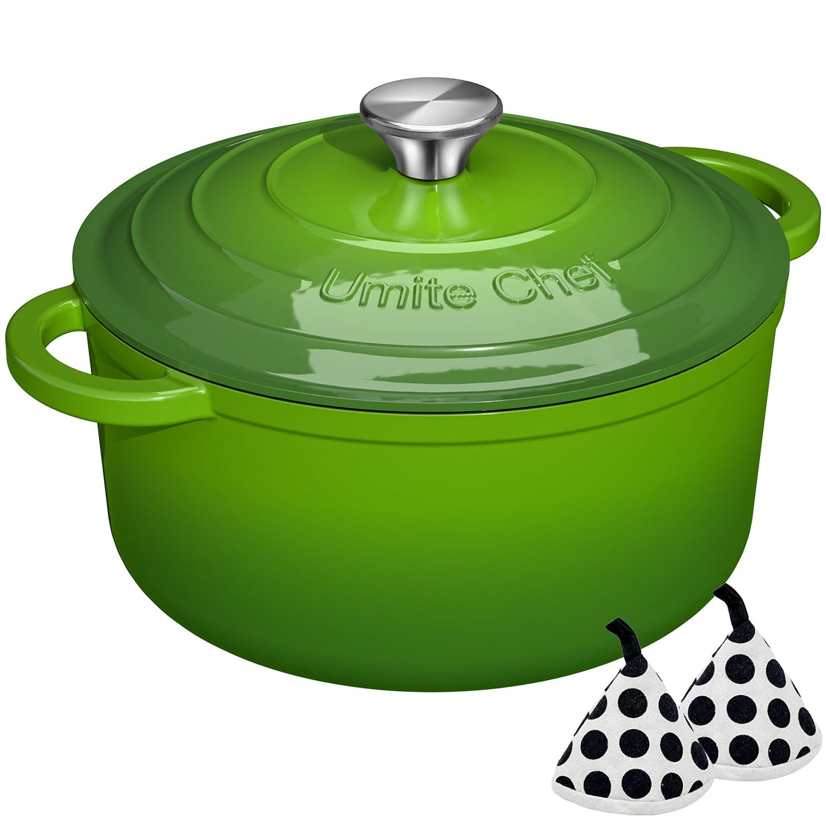 Umite Chef 5QT Enameled Cast Iron Dutch Oven Pot with Lid, Heavy-Duty Cookware for Bread Baking, Braising, Stews, Roasting, Wedding Registry Ideas & Gifts (Pink)