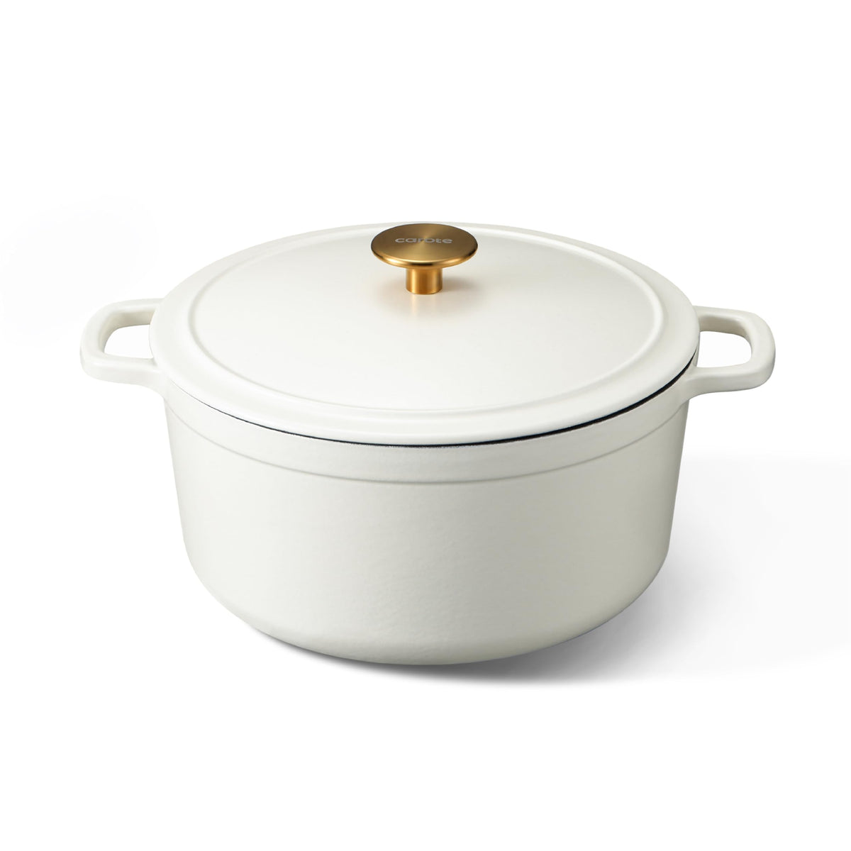 CAROTE 5QT Cream White Enameled Cast Iron Dutch Oven Pot with Lid