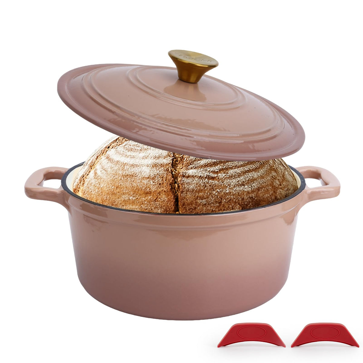 Enamel Cast Iron Dutch Oven with Lid, Round Casserole Pot for Bread Baking, Braising, Roasting, and Stews, Heavy-Duty, Oven Safe, Induction Compatible (4.7QT,Green)