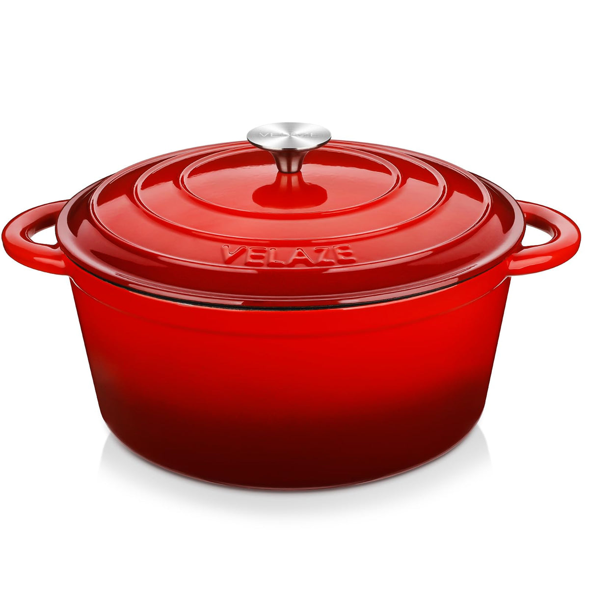 Velaze 7.5 QT Oval Enameled Cast Iron Dutch Oven Pot with Lid,Blue