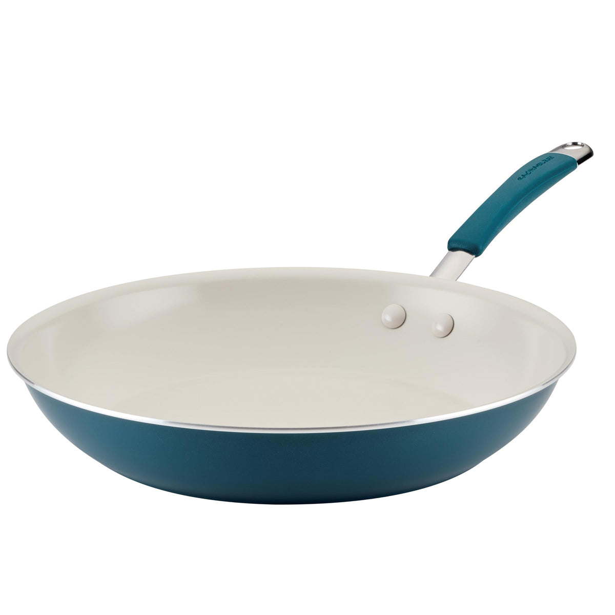 Rachael Ray Cucina Ceramic Nonstick Stir Fry Pan and Lid, 11 Inch Non Stick Wok Pan, Dishwasher Safe - Marine Blue