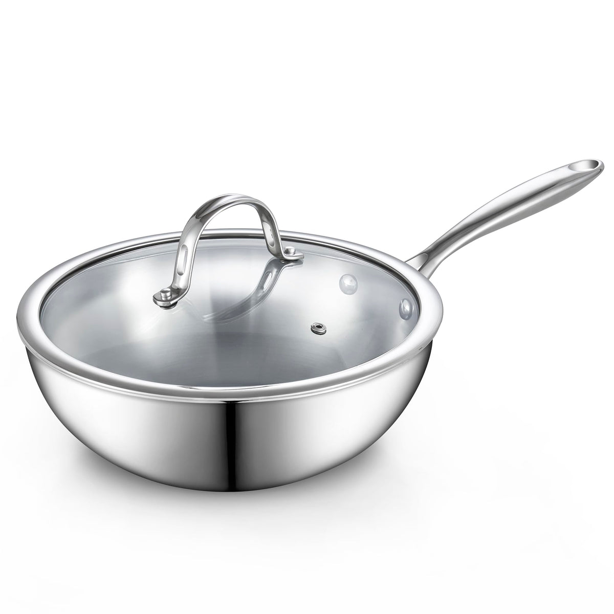 Cooks Standard 10.5" Multi-Ply Clad Stainless Steel Stir Fry Pan with Lid