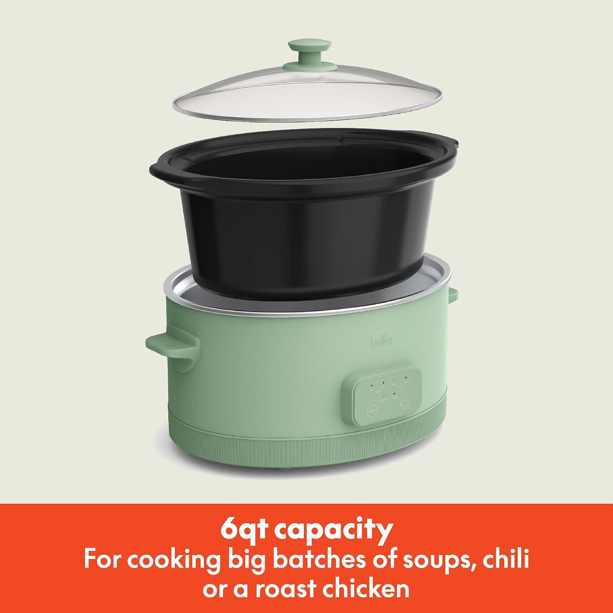bella SAVOR 6qt Programmable Non-Toxic Slow Cooker, Seaglass
