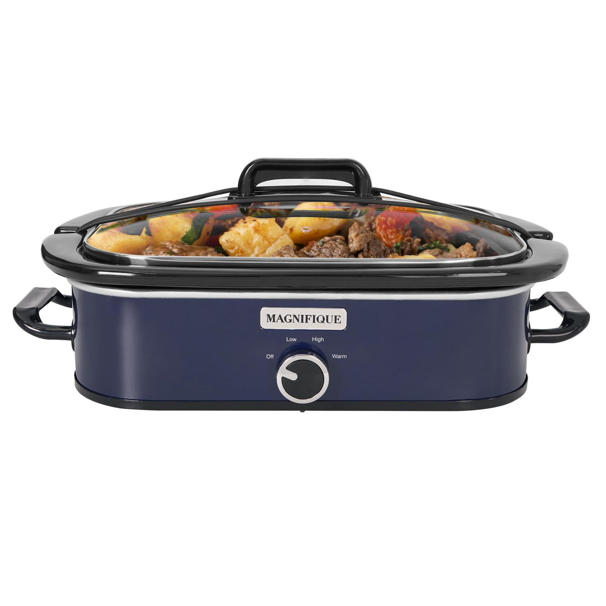 4-Quart Slow Cooker with Casserole Manual Warm Setting - Perfect Kitchen Small Appliance for Family Dinners, Dishwasher Safe Crock, Stainless Steel
