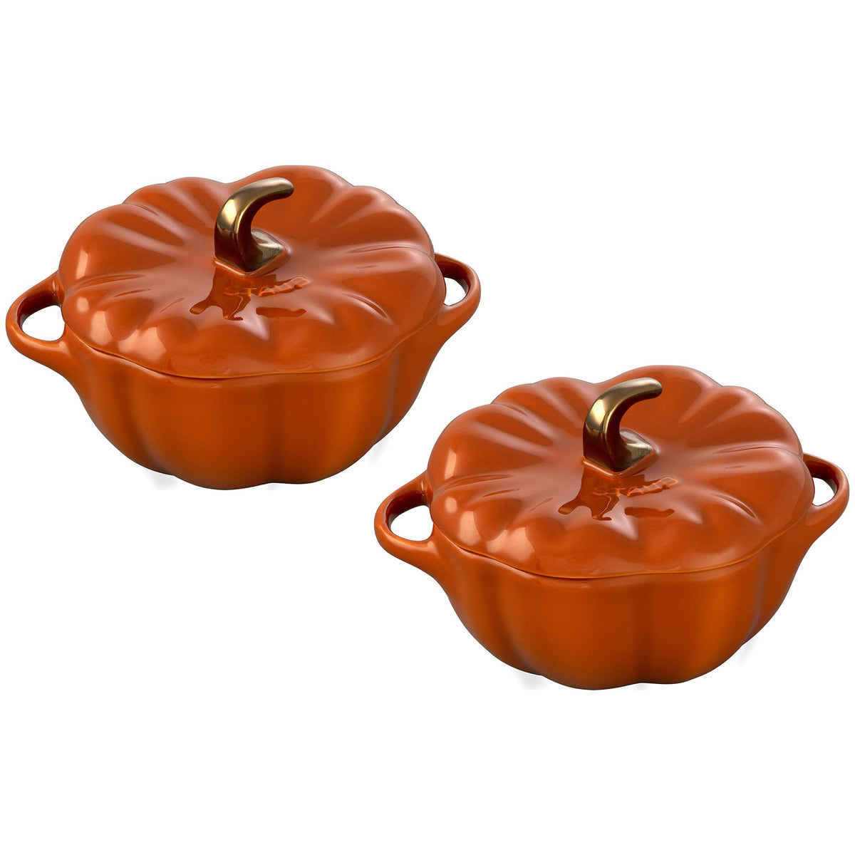 STAUB Ceramic 0.75-qt Petite Pumpkin, Oven & Stove Safe up to 572°F, Pumpkin Dish, Baking Candy Burnt Orange
