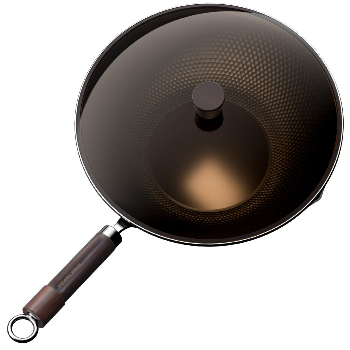 Carbon Steel Wok with Lid, Pre-Seasoned Flat Bottom Wok Pan, 11.8 Inch