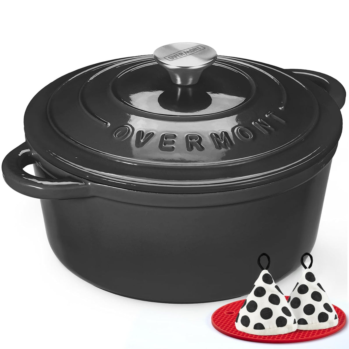 Overmont Enameled Cast Iron Dutch Oven - 7QT Pot with Lid Cookbook