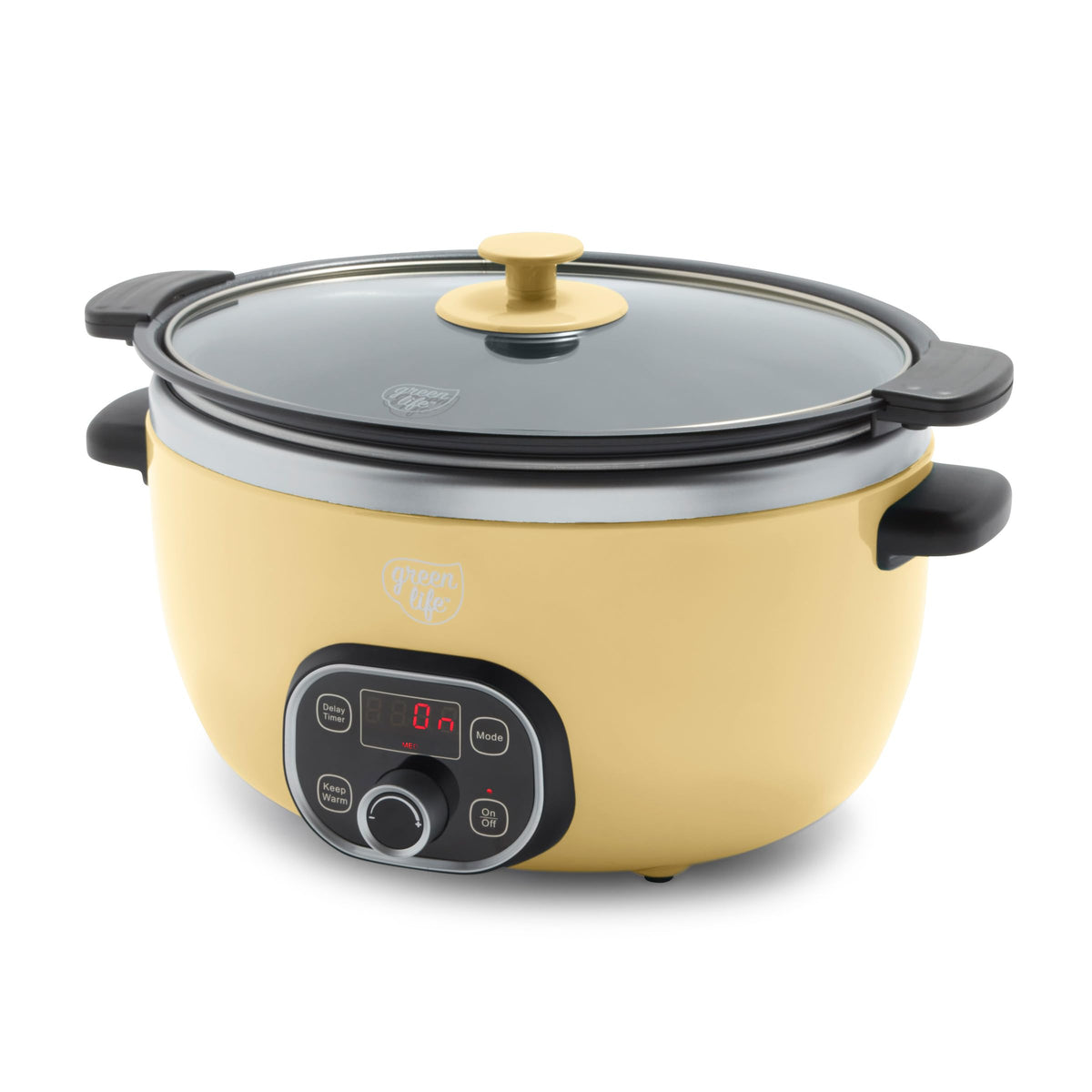 GreenLife 8QT Ceramic Nonstick Slow Cooker, Cooktop/Oven Safe, Cream