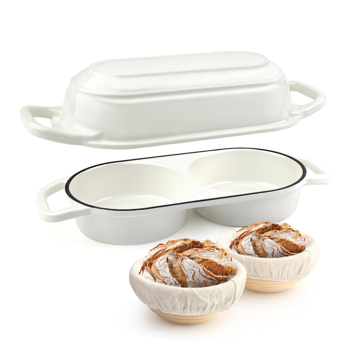 YONILL Mini Double Dutch Oven with Lid for Sourdough Bread Baking (Pink)
