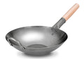 Craft Wok Flat Hand Hammered Carbon Steel Pow Wok with Wooden and Steel Helper Handle (14 Inch, Flat Bottom) / 731W316