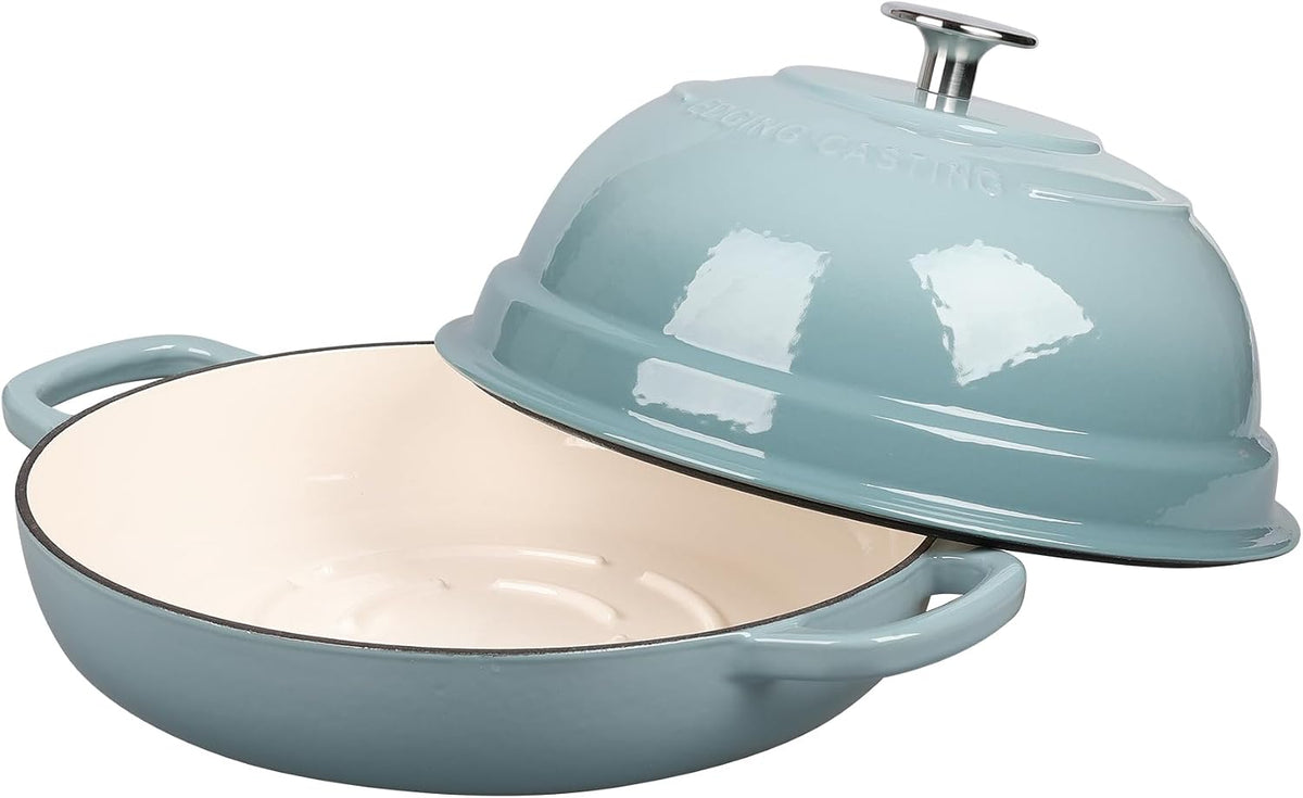 EDGING CASTING Enameled Cast Iron Dutch Oven Pot with Lid, Round Bread Oven for Homemade Sourdough Bread Baking, 6 Quart, Seasalt