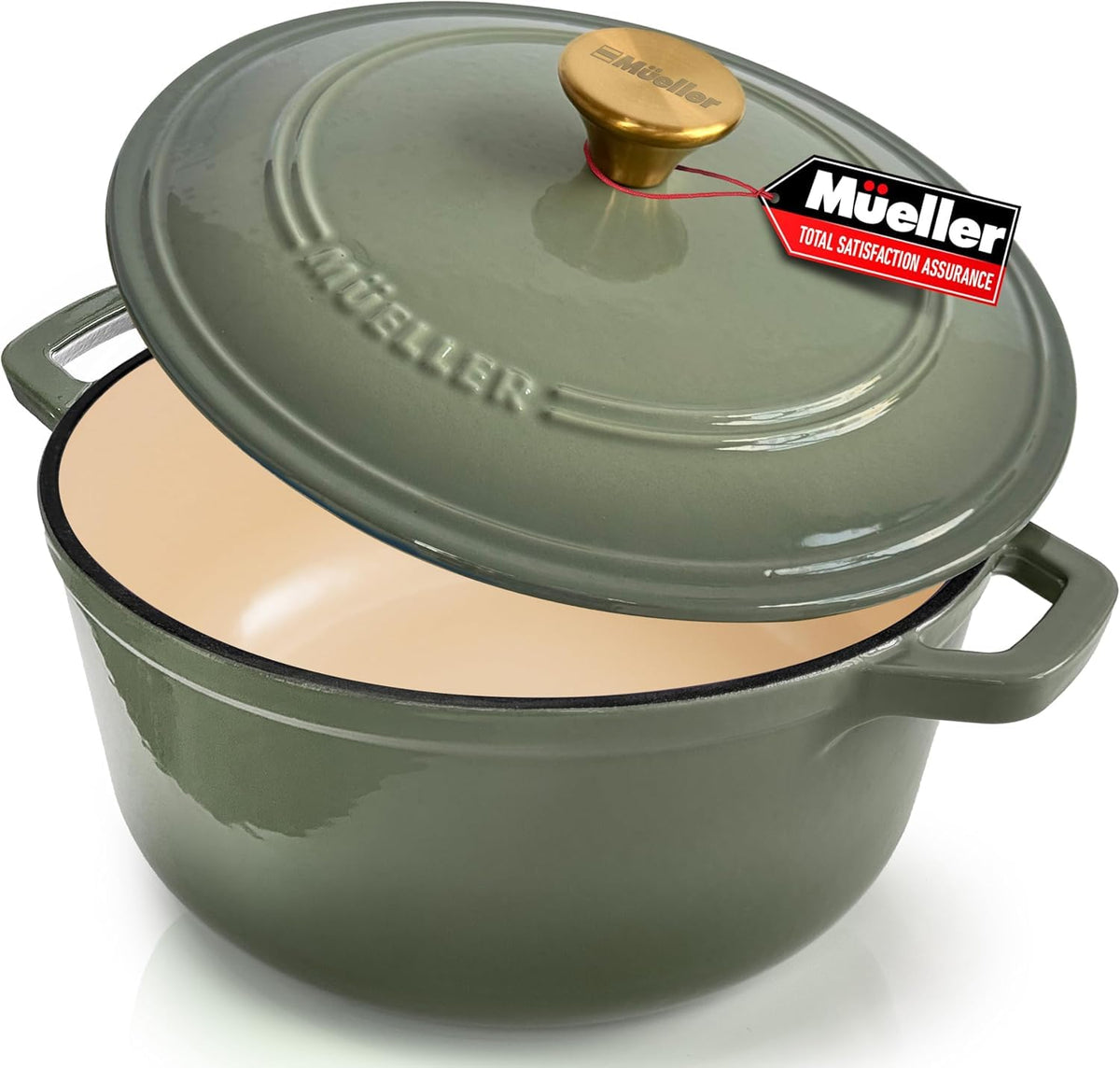 Mueller DuraCast 6 Quart Enameled Cast Iron Dutch Oven Pot with Lid
