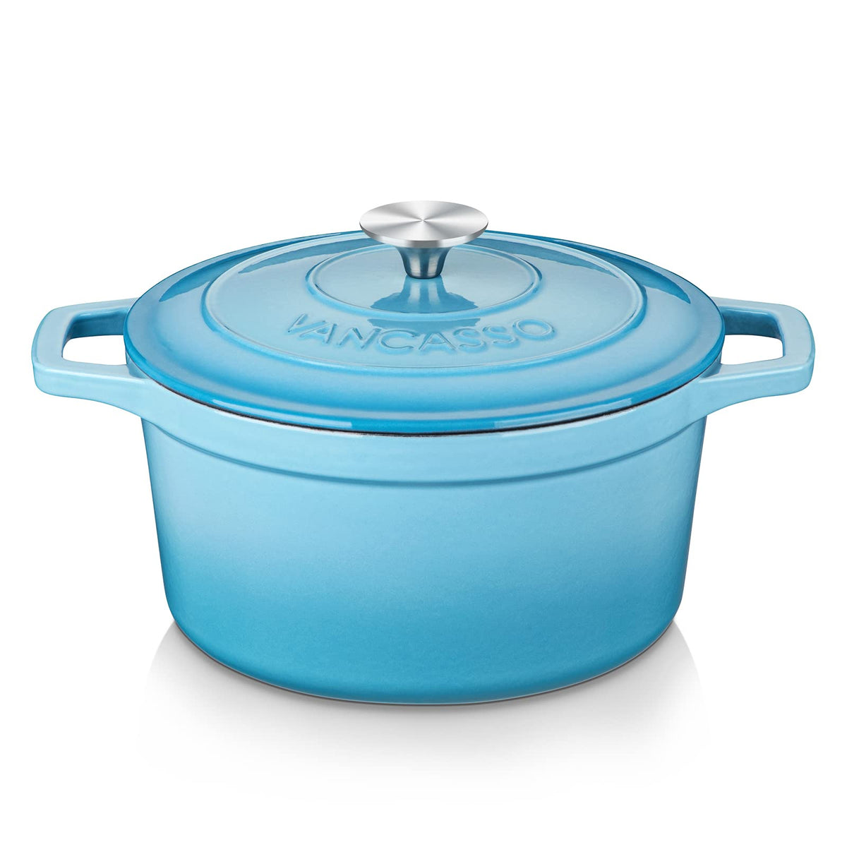 vancasso 2.5 Qt Enameled Cast Iron Dutch Oven with Lid, Blue