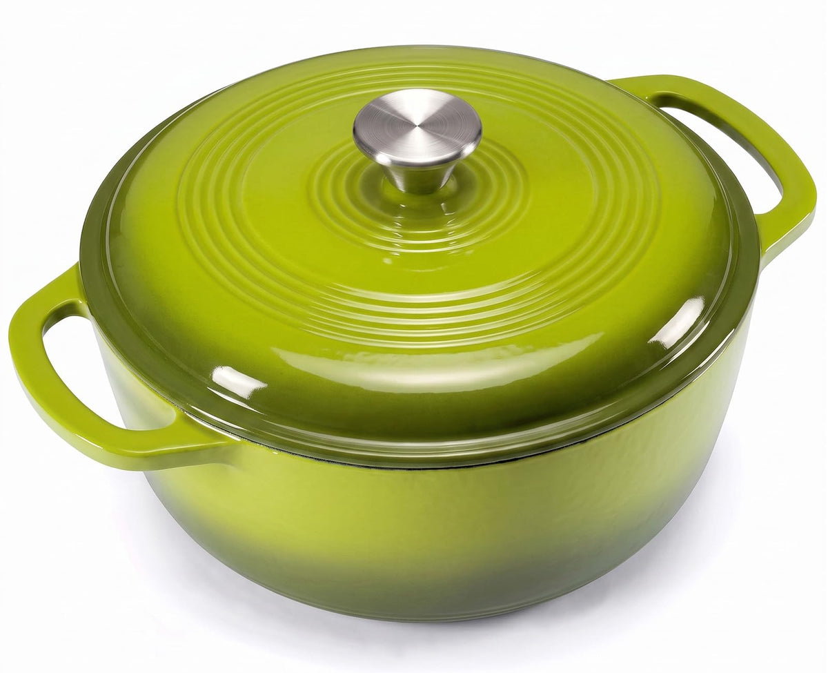 Sweetcrispy 6 Qt Enameled Cast Iron Dutch Oven Pot with Lid, Blue