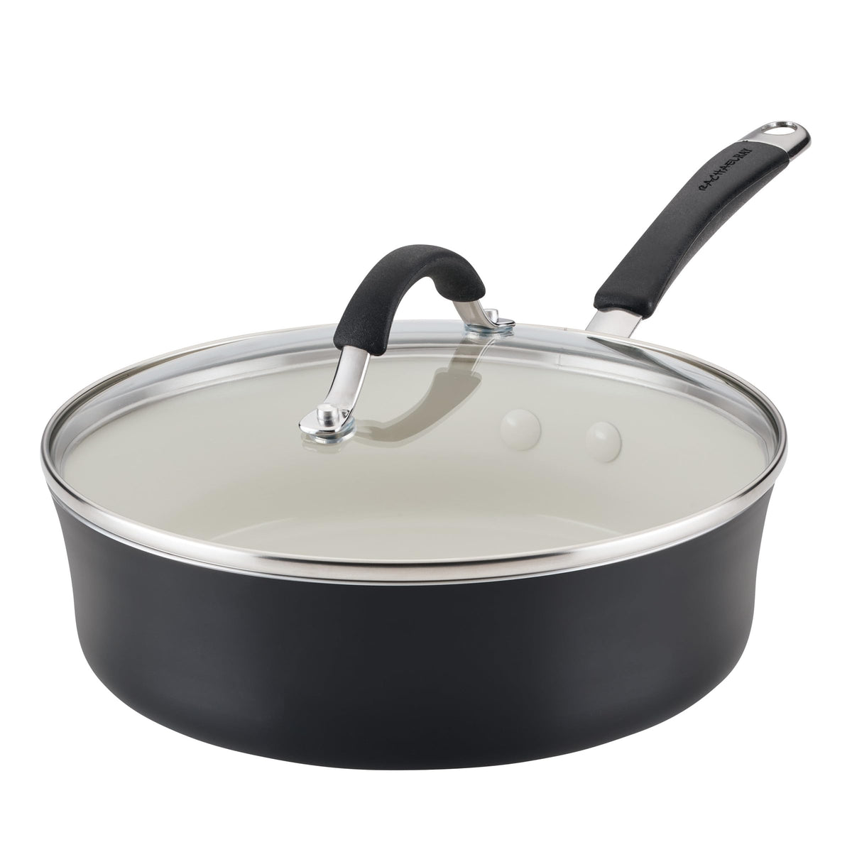 Rachael Ray Cucina Ceramic Nonstick Stir Fry Pan and Lid, 11 Inch Non Stick Wok Pan, Dishwasher Safe - Marine Blue