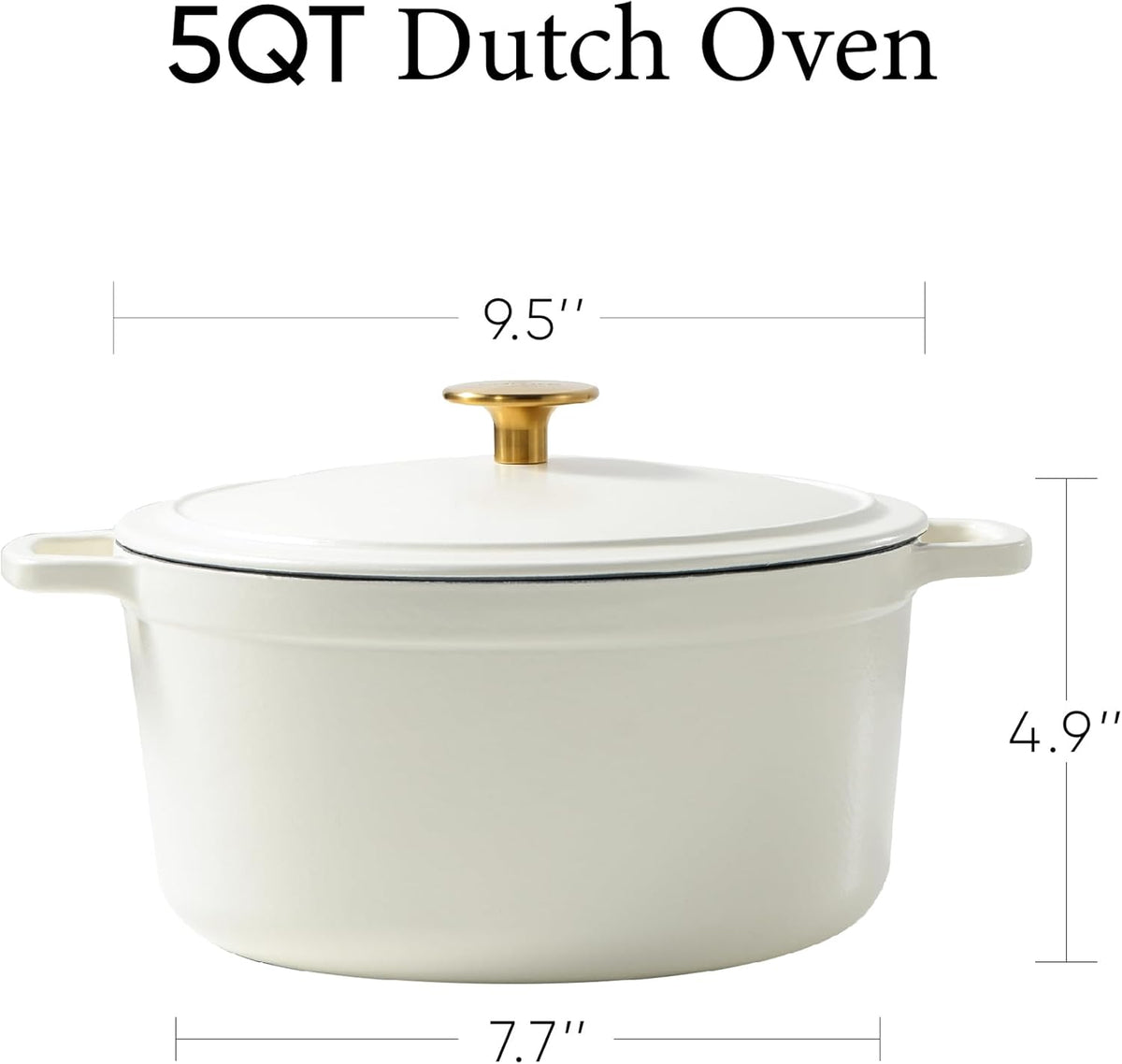 CAROTE 5QT Cream White Enameled Cast Iron Dutch Oven Pot with Lid