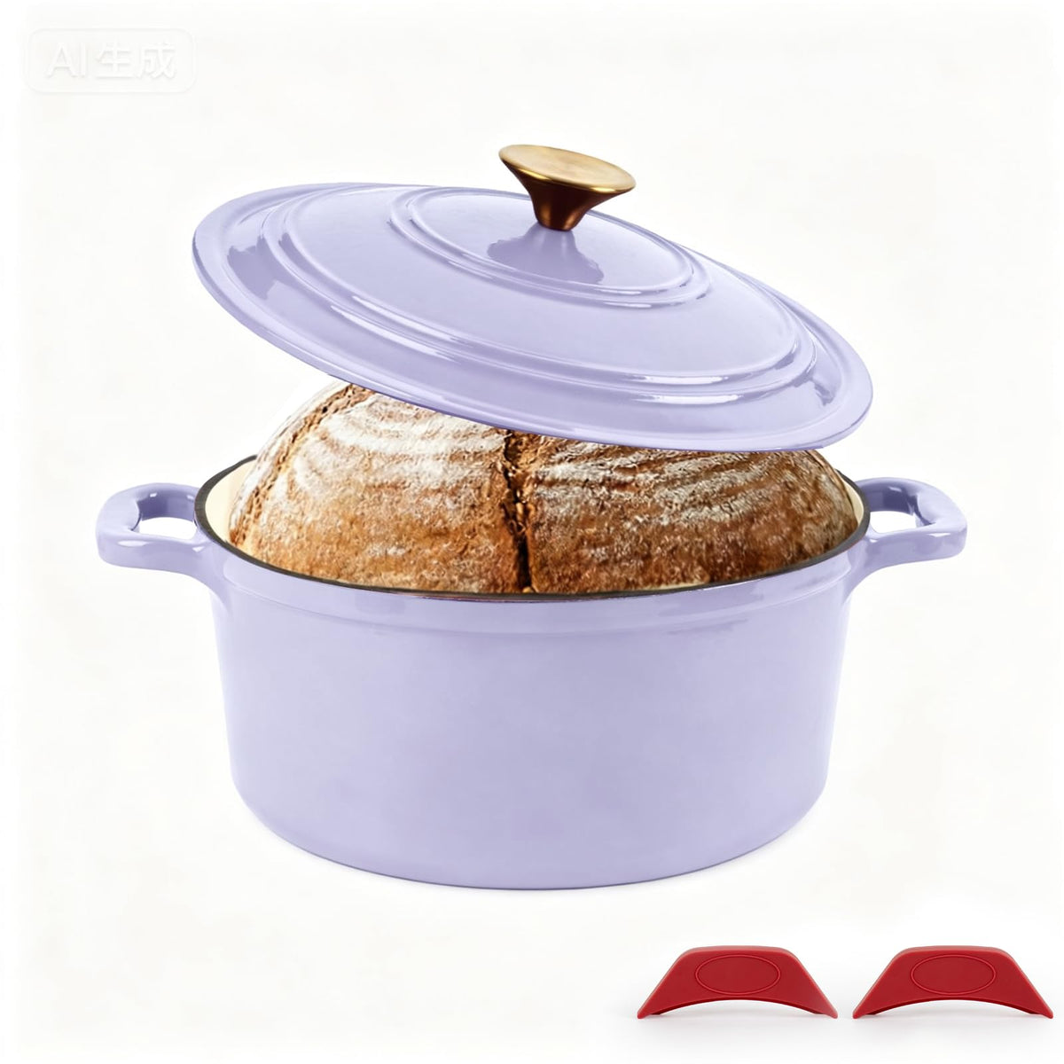Enamel Cast Iron Dutch Oven with Lid, Round Casserole Pot for Bread Baking, Braising, Roasting, and Stews, Heavy-Duty, Oven Safe, Induction Compatible (4.7QT,Green)