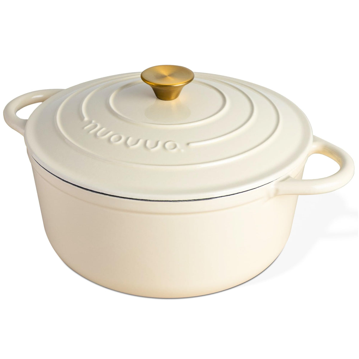 Nuovva Enamelled Cast Iron Dutch Oven Pot with Lid-6.4 Quart Non Stick Casserole Pot-Heavy Duty & Oven Safe up to 500° F for Bread Baking, Braising, Stews, Roasting - 28cm Dark Blue