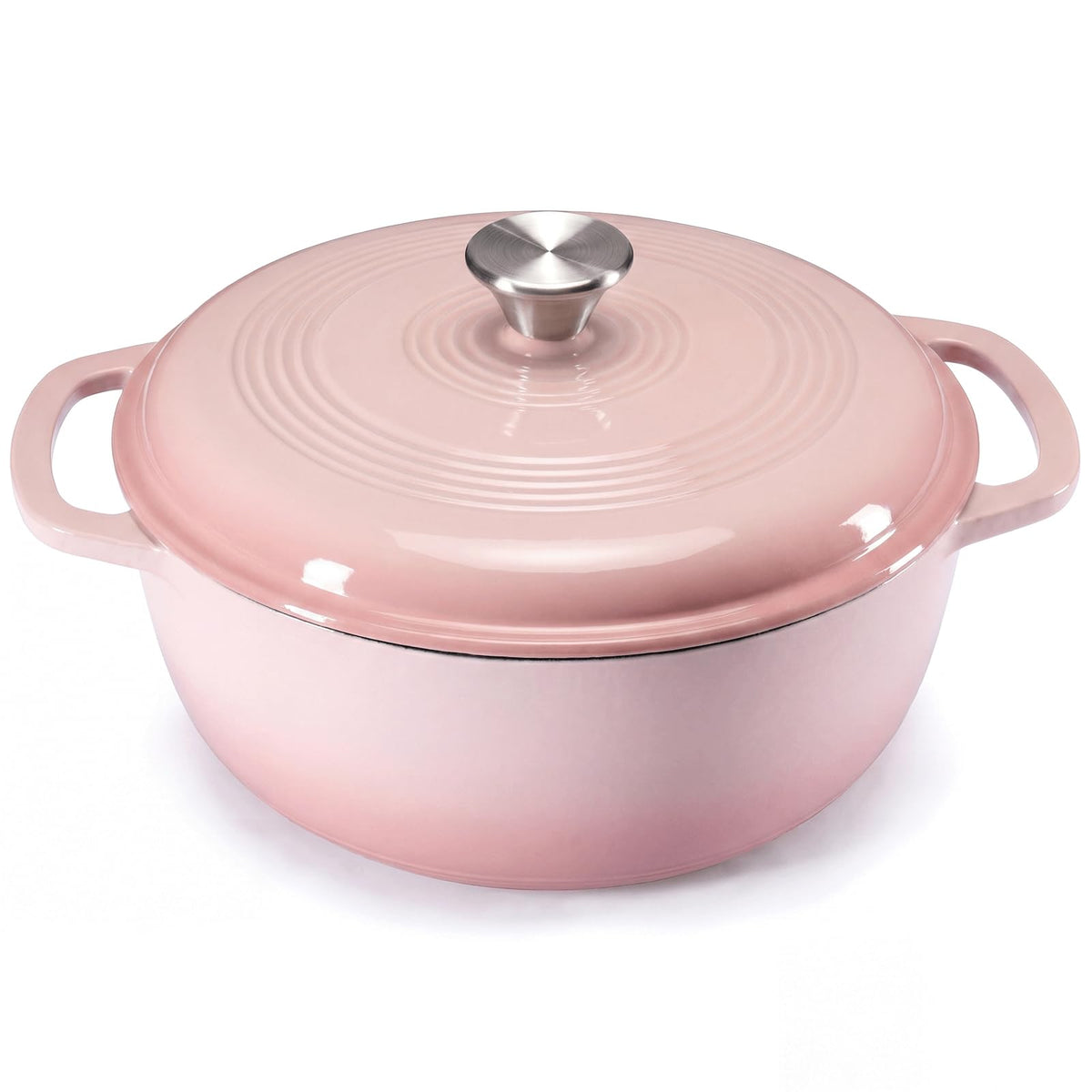 DUMOS Enamel Cast Iron Dutch Oven, 6 Quart Pot with Lid, Gradient Blue