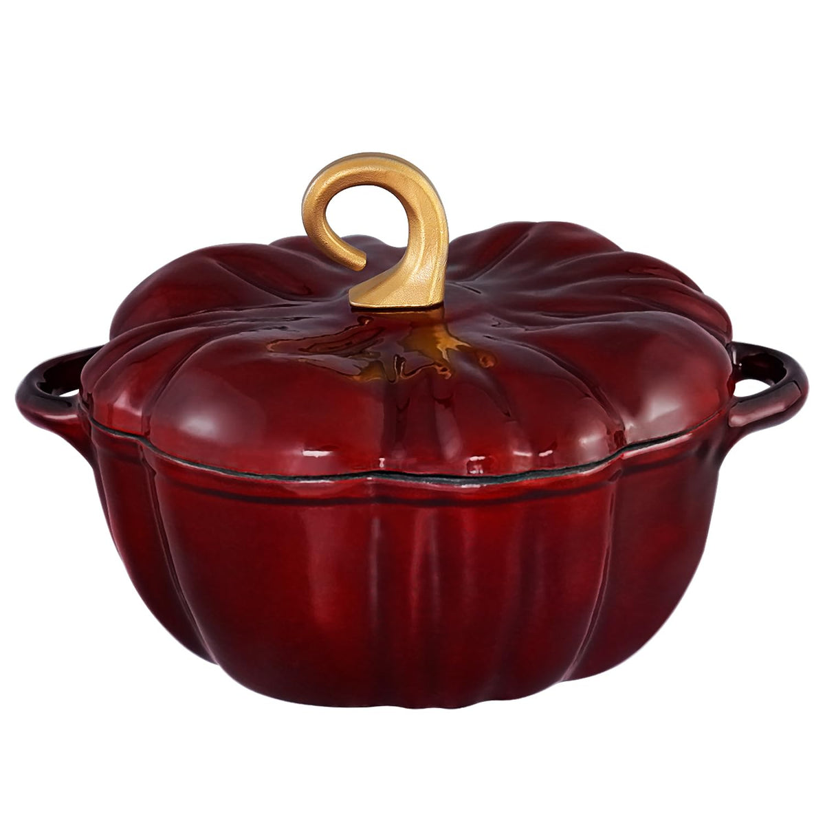 Flavehc Pumpkin Dutch Oven Pot with Lid 3.8 Qt, Enameled Cast Iron, Halloween Decor