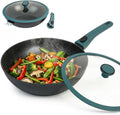 Ravon Nonstick Wok Pan with Glass Lid and Detachable Handle, 12.4in
