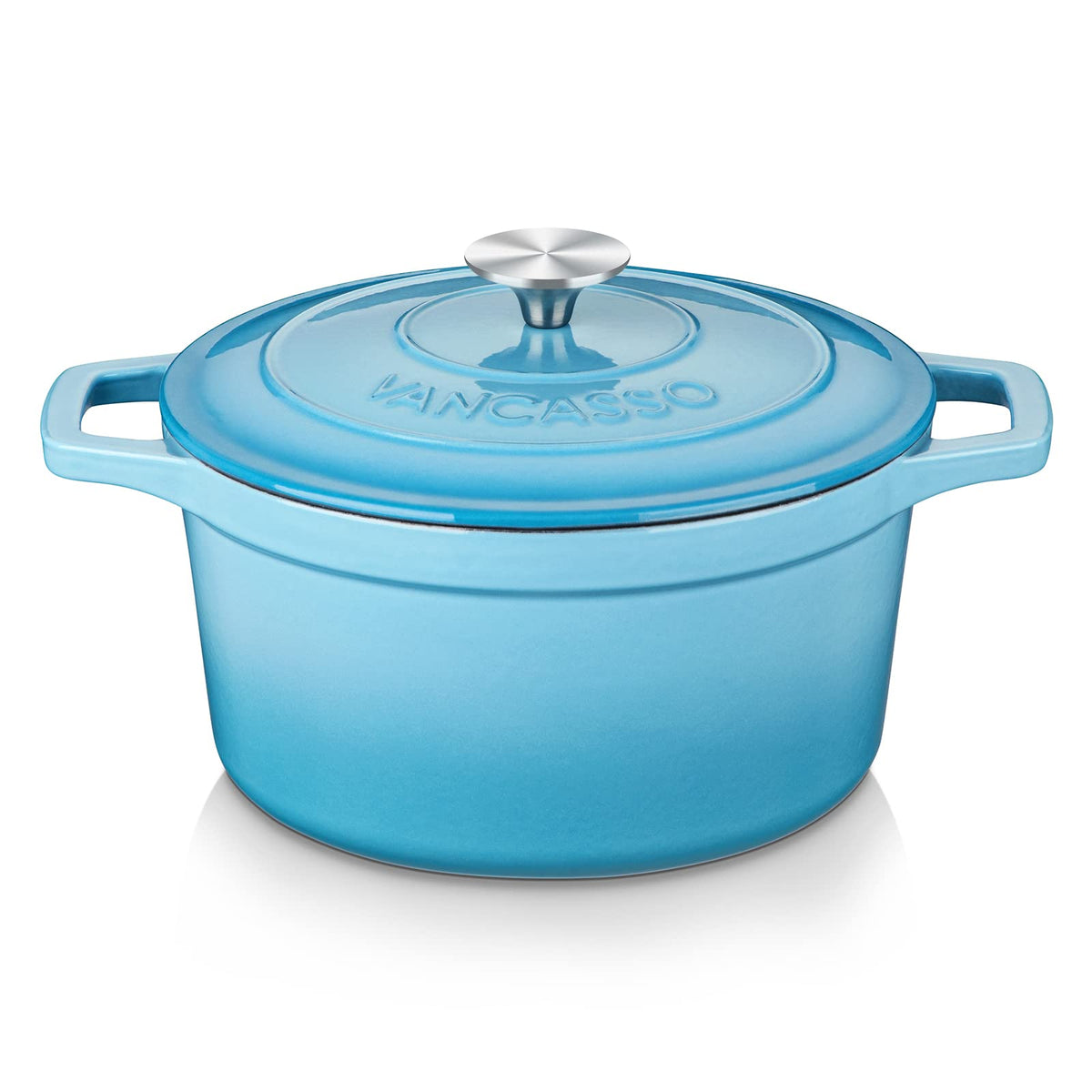 vancasso 2.5 Qt Enameled Cast Iron Dutch Oven with Lid, Blue