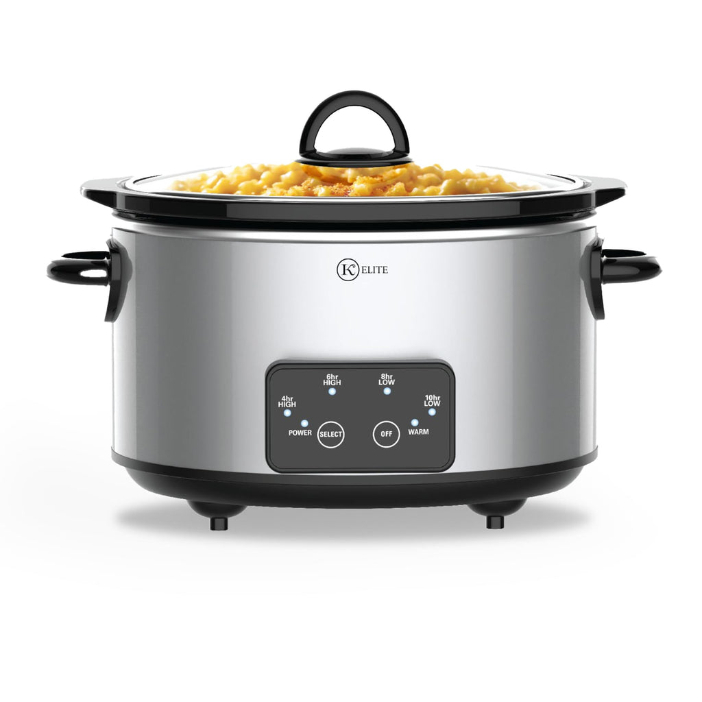 Kitchen Elite Slow Cooker, Stainless Steel with 3 Heat Settings, 5 Quart
