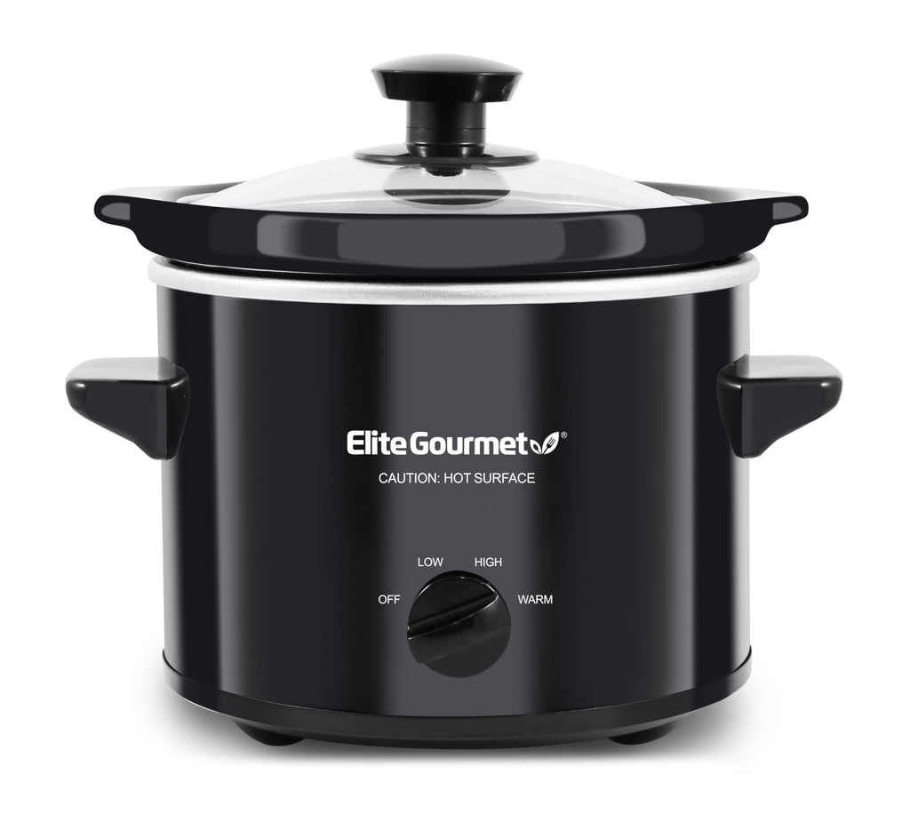 Elite Gourmet MST-350B Electric Slow Cooker, Adjustable Temp, Entrees, Sauces, Stews & Dips, Dishwasher Safe Glass Lid & Crock (3 Quart, Black)