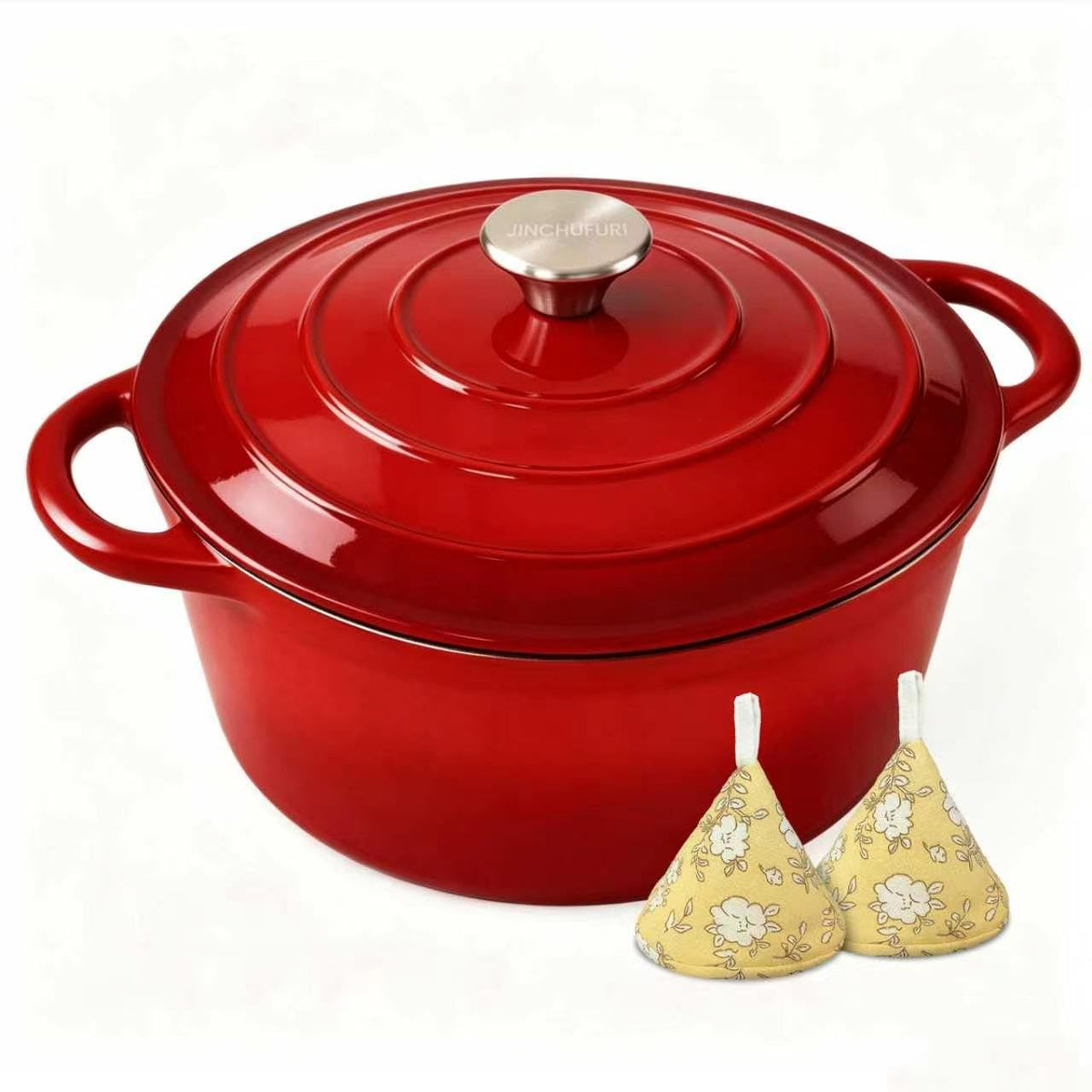 5 Qt Enameled Cast Iron Dutch Oven with Lid, Cream