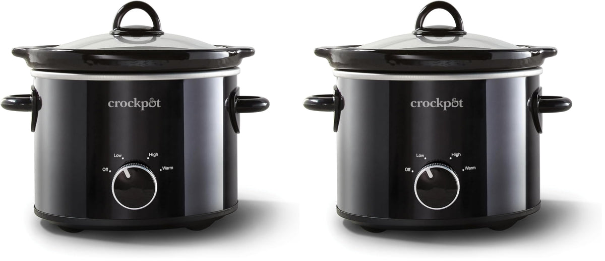 Crock-Pot 2-Quart Manual Slow Cooker, Feeds 2+ People, Great for Small Meals, Dips, & Sides; Removable Stoneware is Oven & Dishwasher-Safe, Black