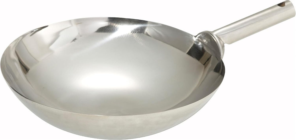 Winco 16" Black Carbon Steel Commercial Wok