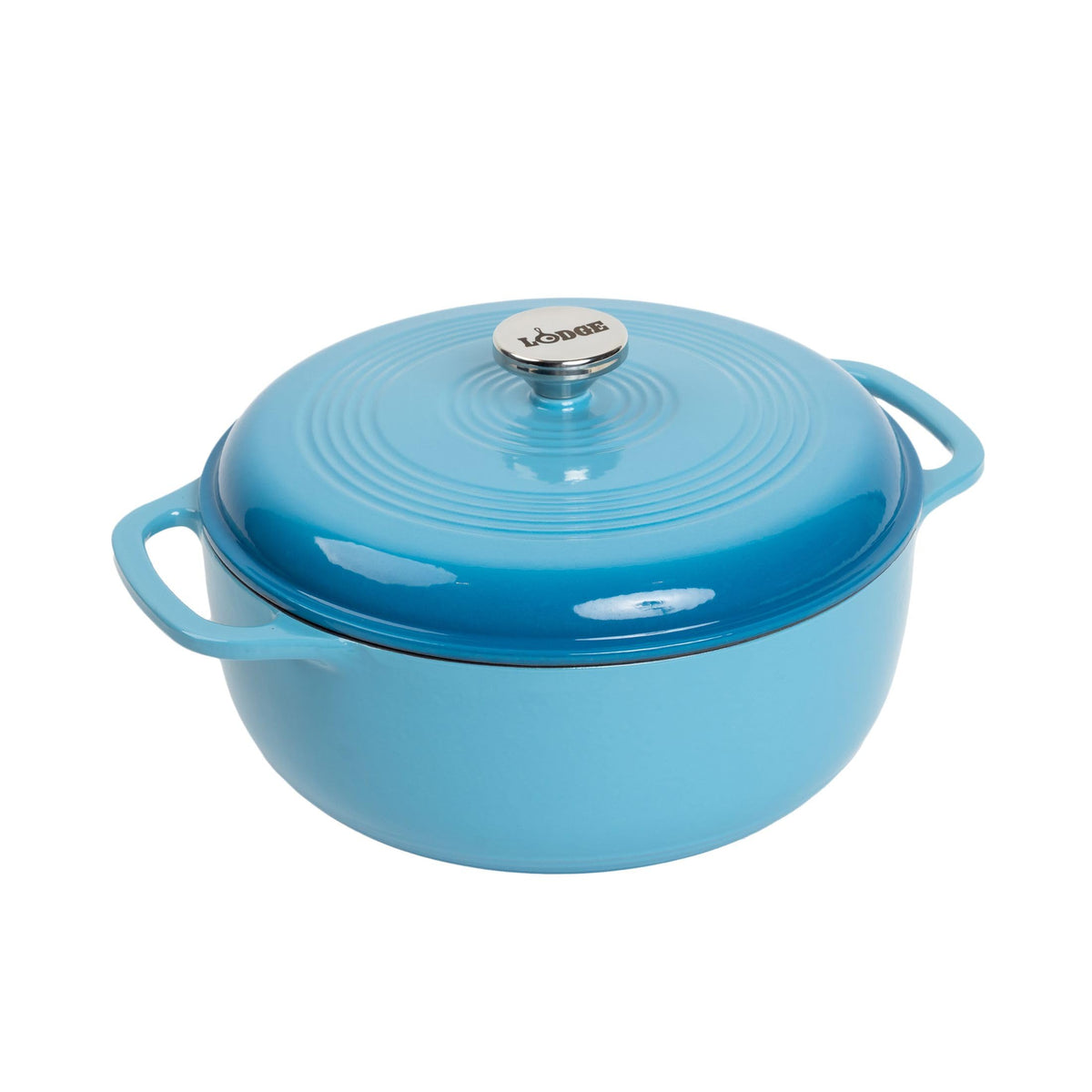 Lodge Essential Enamel Cast Iron Dutch Oven, 6 Quart, Caribbean Blue