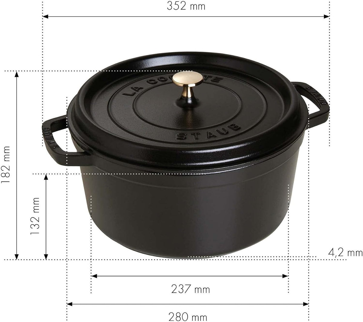 Staub 7-Qt Dutch Oven, Serves up to 7-8 People, Oven Safe to 500°F, Black