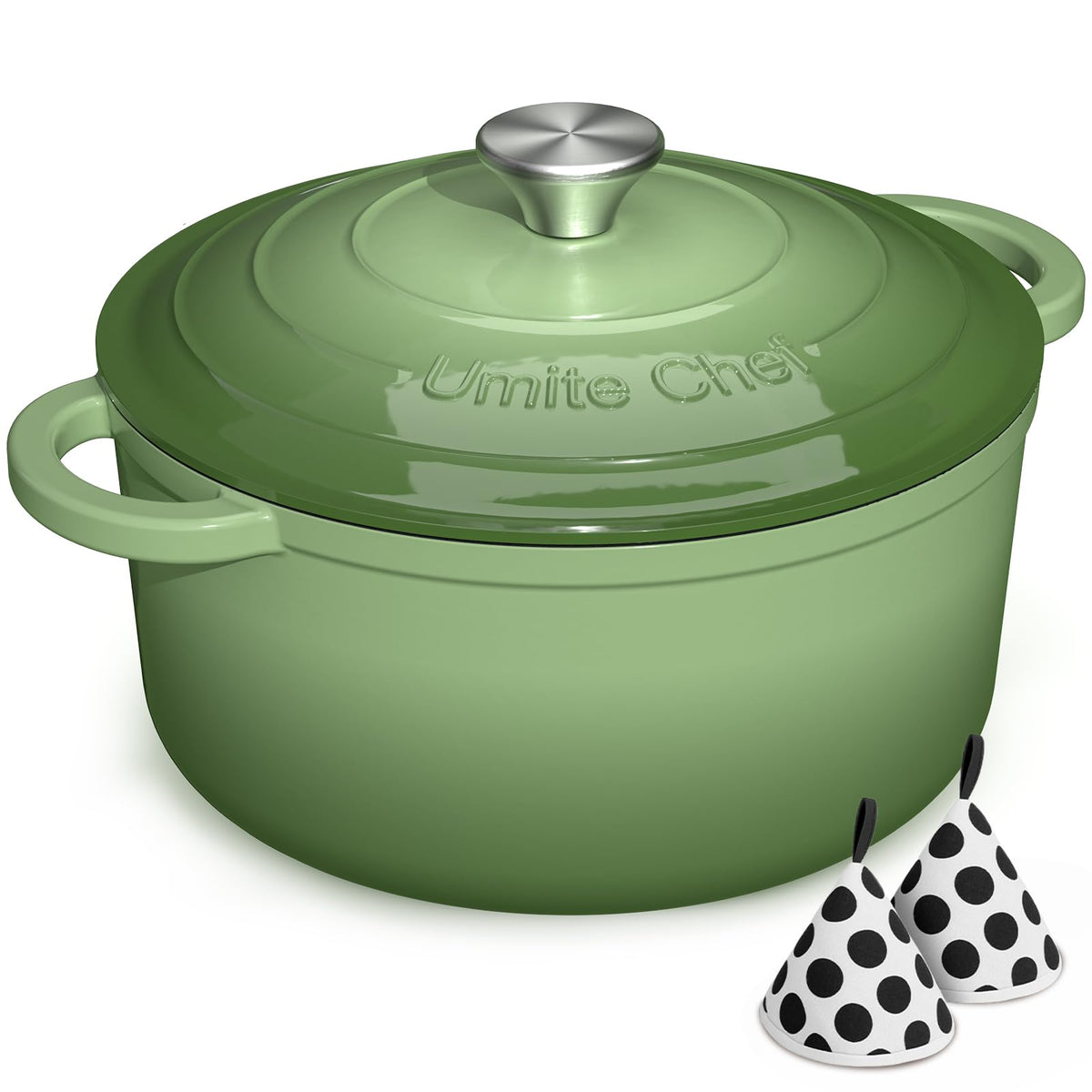 Umite Chef 5QT Enameled Cast Iron Dutch Oven Pot with Lid, Heavy-Duty Cookware for Bread Baking, Braising, Stews, Roasting, Wedding Registry Ideas & Gifts (Pink)