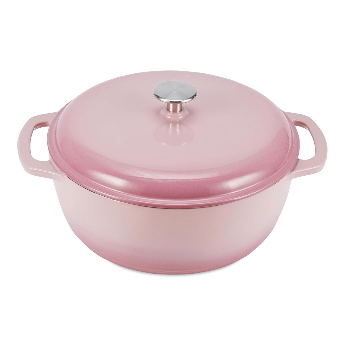 Amazon Basics Enameled Cast Iron Dutch Oven Pot With Lid, 6-Quart, Round, Dual Handles, Heavy-Duty, Oven Safe for Stews, Roasting & Baking, Blue