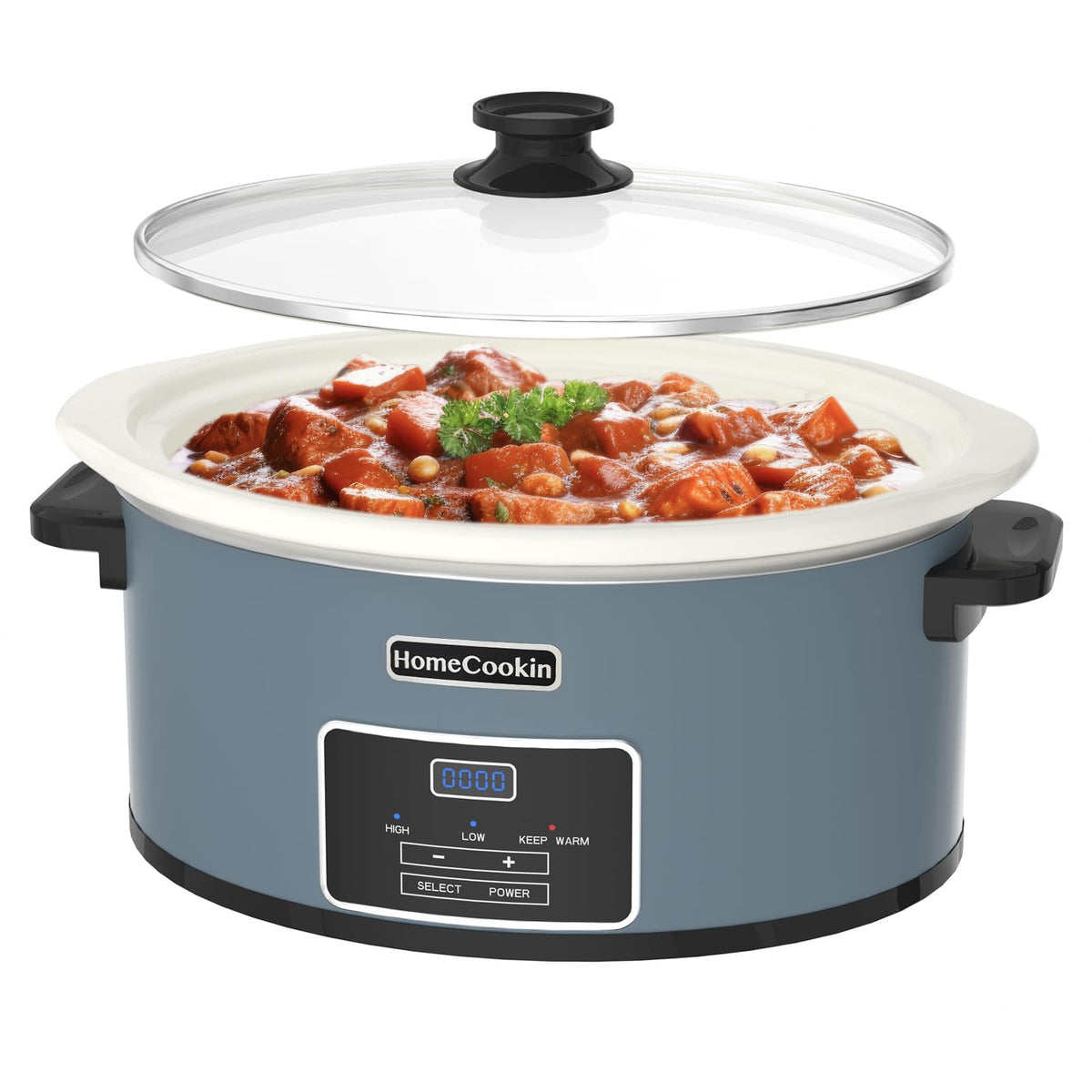HOMECOOKIN 8 Quart Programmable Slow Cooker, Kitchen Appliances, Perfect Kitchen Small Appliance for Family Dinners, Red Stainless Steel